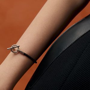 Hermes Glenan Bracelet Rose Gold Swift Calfskin and Metal Noir H071681FO89T2 - Image 4