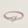 Hermes Glenan Bracelet Silver Swift Calfskin and Metal Mauve Sylvestre H071681FPX9T2