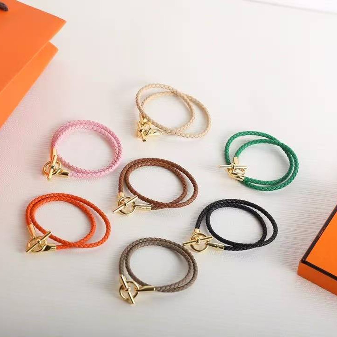 Hermes Glenan Double Tour Bracelet Silver Swift Calfskin and Metal Mauve Sylvestre H071689FPX9T2 - Image 6