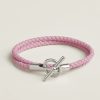 Hermes Glenan Double Tour Bracelet Silver Swift Calfskin and Metal Mauve Sylvestre H071689FPX9T2