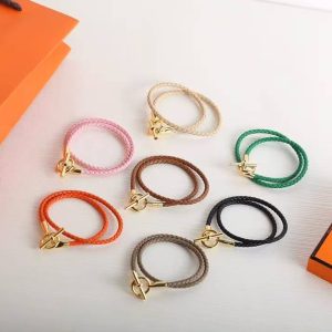 Hermes Glenan Double Tour Bracelet Yellow Gold Swift Calfskin and Metal Gold H071689F 37T2 - Image 15