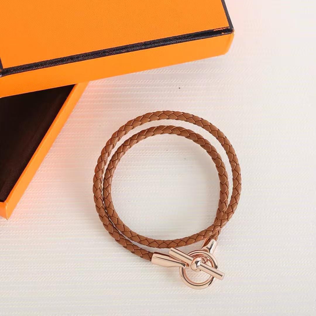 Hermes Glenan Double Tour Bracelet Yellow Gold Swift Calfskin and Metal Gold H071689F 37T2 - Image 13
