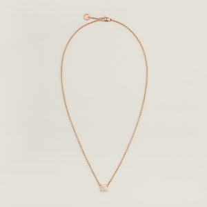 Hermès Clou d'H Pendant Necklace Rose Gold With Diamonds H223205B 0038