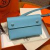 Hermes Hermèsnap Wallet Handmade In Epsom Calfskin Leather Silver Hardware 7N Celeste