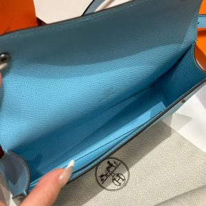 Hermes Hermèsnap Wallet Handmade In Epsom Calfskin Leather Silver Hardware 7N Celeste - Image 6