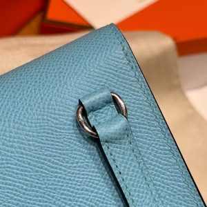 Hermes Hermèsnap Wallet Handmade In Epsom Calfskin Leather Silver Hardware 7N Celeste - Image 5