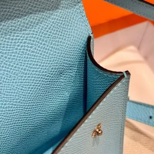 Hermes Hermèsnap Wallet Handmade In Epsom Calfskin Leather Silver Hardware 7N Celeste - Image 3