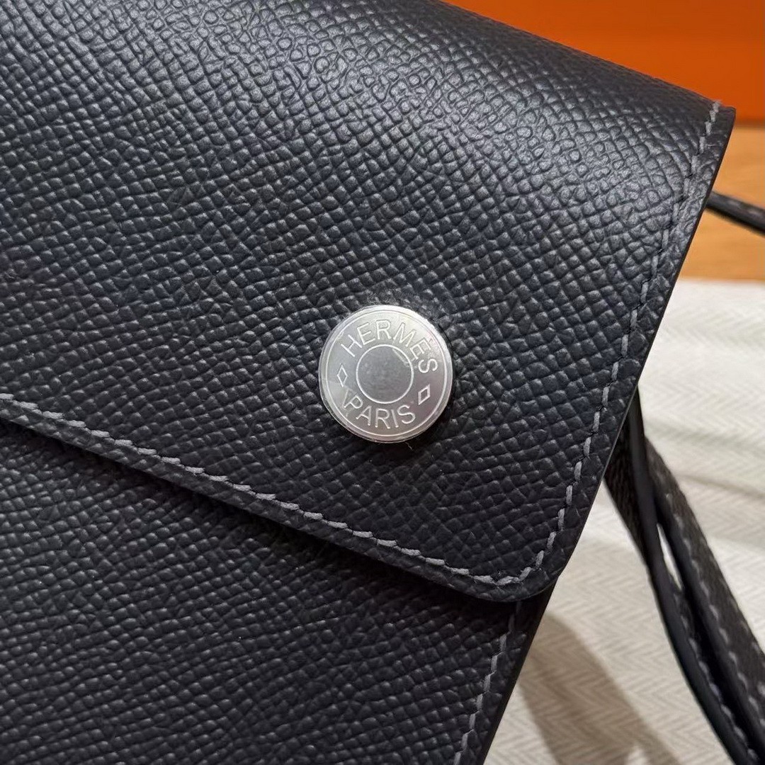 Hermes Hermèsnap Wallet Handmade In Epsom Calfskin Leather Silver Hardware 88 Graphite - Image 8