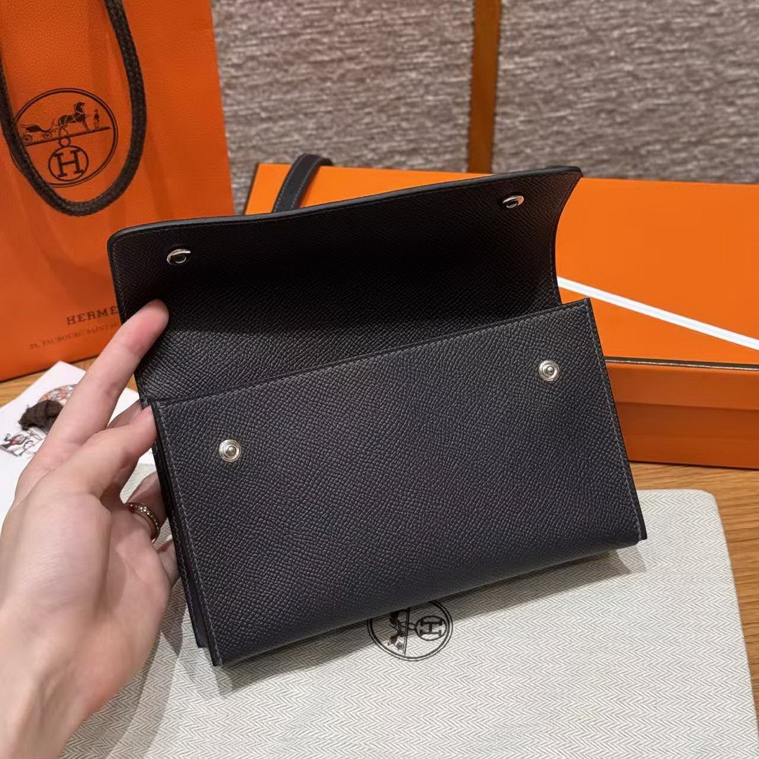Hermes Hermèsnap Wallet Handmade In Epsom Calfskin Leather Silver Hardware 88 Graphite - Image 7