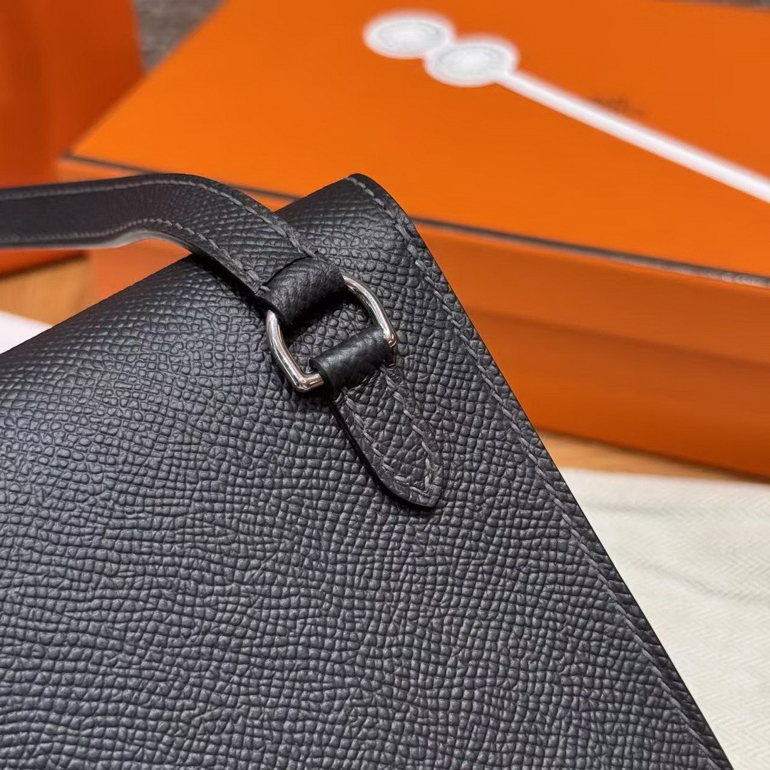 Hermes Hermèsnap Wallet Handmade In Epsom Calfskin Leather Silver Hardware 88 Graphite - Image 4