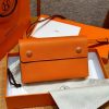 Hermes Hermèsnap Wallet Handmade In Epsom Calfskin Leather Silver Hardware 93 Orange