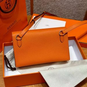 Alternative view of Hermes Hermèsnap Wallet Handmade In Epsom Calfskin Leather Silver Hardware 93 Orange