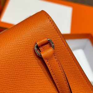 Hermes Hermèsnap Wallet Handmade In Epsom Calfskin Leather Silver Hardware 93 Orange - Image 12