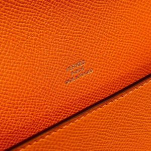 Hermes Hermèsnap Wallet Handmade In Epsom Calfskin Leather Silver Hardware 93 Orange - Image 7