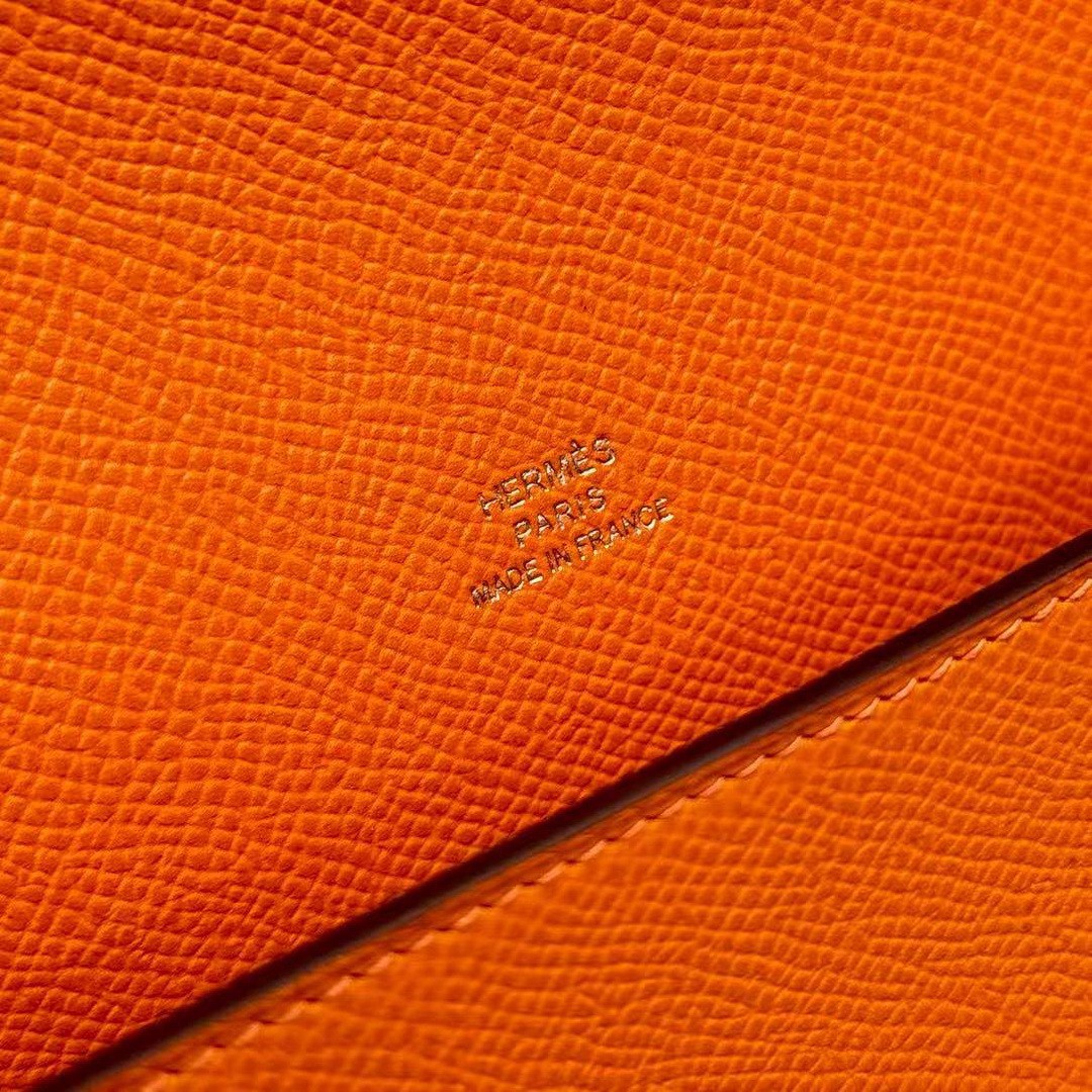 Hermes Hermèsnap Wallet Handmade In Epsom Calfskin Leather Silver Hardware 93 Orange - Image 7