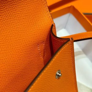 Hermes Hermèsnap Wallet Handmade In Epsom Calfskin Leather Silver Hardware 93 Orange - Image 6