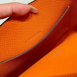 Hermes Hermèsnap Wallet Handmade In Epsom Calfskin Leather Silver Hardware 93 Orange - Image 5