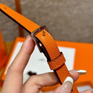Hermes Hermèsnap Wallet Handmade In Epsom Calfskin Leather Silver Hardware 93 Orange - Image 4