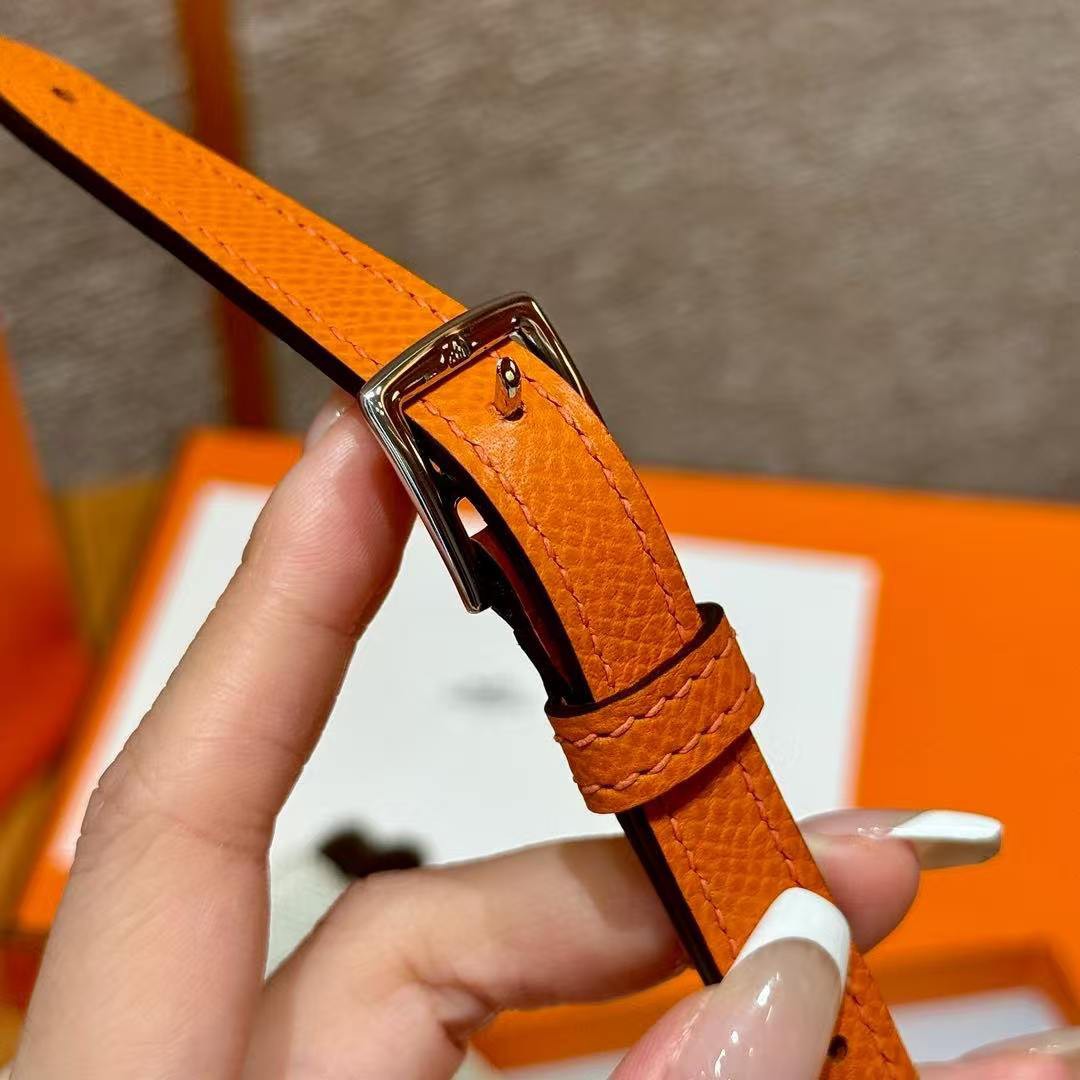 Hermes Hermèsnap Wallet Handmade In Epsom Calfskin Leather Silver Hardware 93 Orange - Image 4