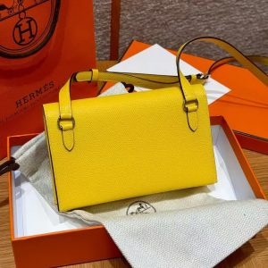 Alternative view of Hermes Hermèsnap Wallet Handmade In Epsom Calfskin Leather Silver Hardware 9o Jaune de Naples