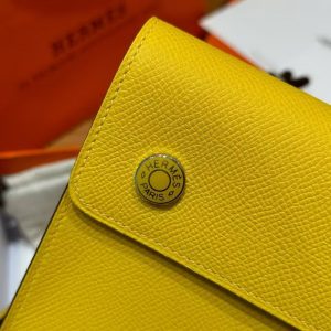 Hermes Hermèsnap Wallet Handmade In Epsom Calfskin Leather Silver Hardware 9o Jaune de Naples - Image 15