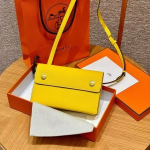 Hermes Hermèsnap Wallet Handmade In Epsom Calfskin Leather Silver Hardware 9o Jaune de Naples - Image 11
