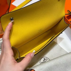 Hermes Hermèsnap Wallet Handmade In Epsom Calfskin Leather Silver Hardware 9o Jaune de Naples - Image 9
