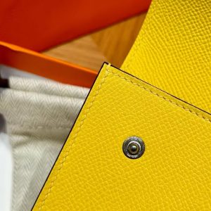 Hermes Hermèsnap Wallet Handmade In Epsom Calfskin Leather Silver Hardware 9o Jaune de Naples - Image 8