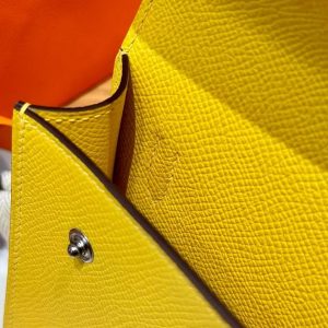 Hermes Hermèsnap Wallet Handmade In Epsom Calfskin Leather Silver Hardware 9o Jaune de Naples - Image 6