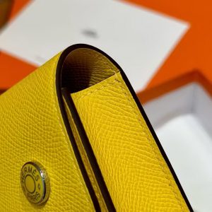 Hermes Hermèsnap Wallet Handmade In Epsom Calfskin Leather Silver Hardware 9o Jaune de Naples - Image 3