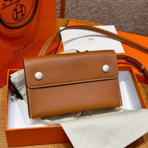 Hermes Hermèsnap Wallet Handmade In Epsom Calfskin Leather Silver Hardware ck37 Gold