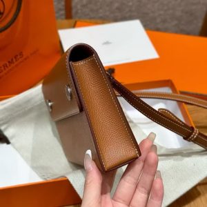 Hermes Hermèsnap Wallet Handmade In Epsom Calfskin Leather Silver Hardware ck37 Gold - Image 17