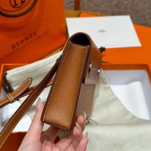 Hermes Hermèsnap Wallet Handmade In Epsom Calfskin Leather Silver Hardware ck37 Gold - Image 16