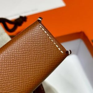 Hermes Hermèsnap Wallet Handmade In Epsom Calfskin Leather Silver Hardware ck37 Gold - Image 14