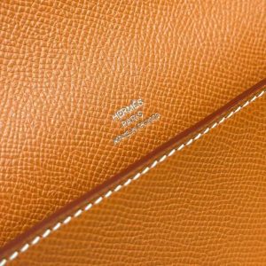 Hermes Hermèsnap Wallet Handmade In Epsom Calfskin Leather Silver Hardware ck37 Gold - Image 8