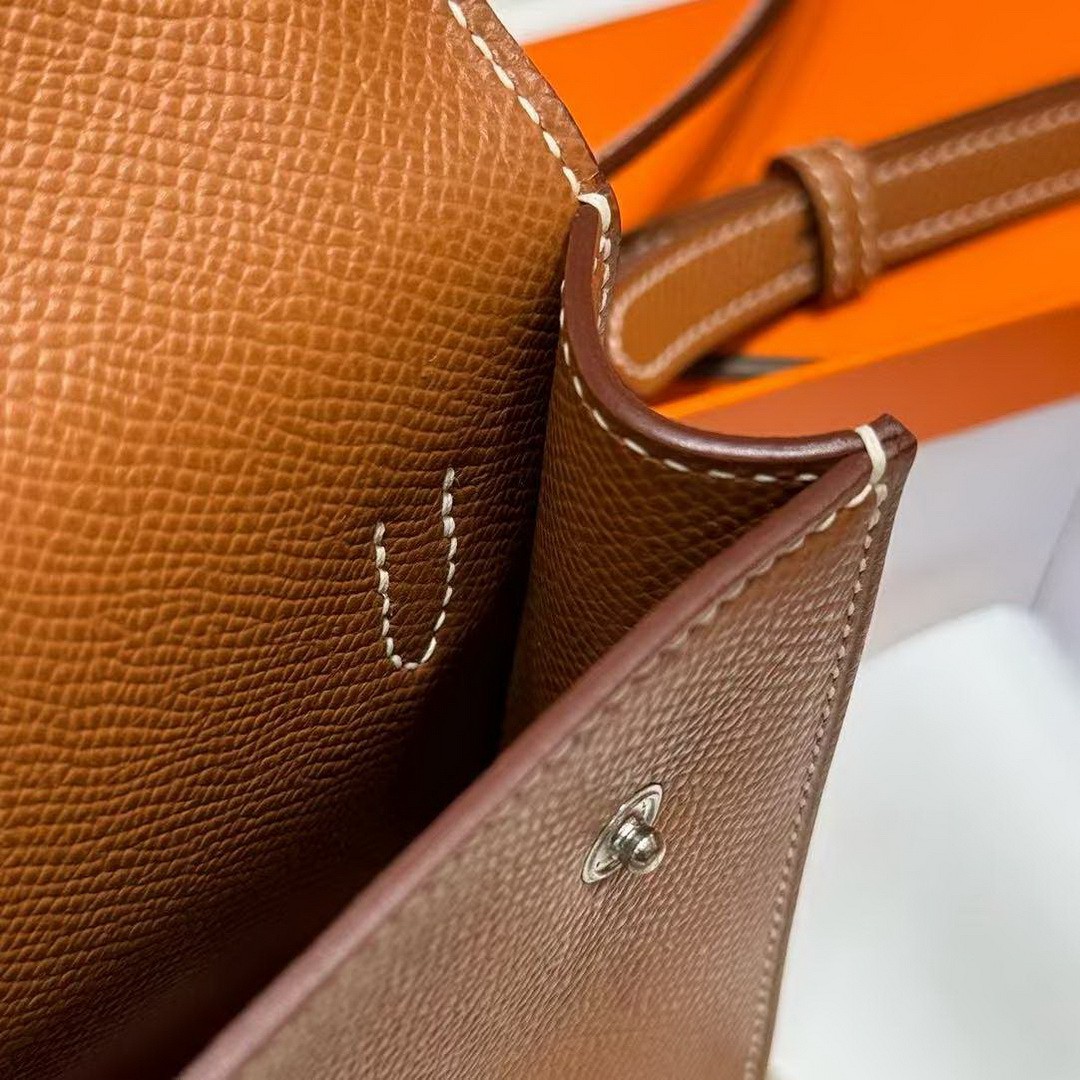 Hermes Hermèsnap Wallet Handmade In Epsom Calfskin Leather Silver Hardware ck37 Gold - Image 7