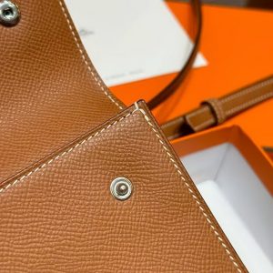 Hermes Hermèsnap Wallet Handmade In Epsom Calfskin Leather Silver Hardware ck37 Gold - Image 6