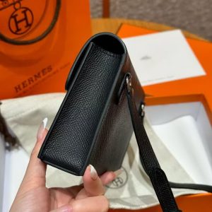 Hermes Hermèsnap Wallet Handmade In Epsom Calfskin Leather Silver Hardware ck89 Noir - Image 14