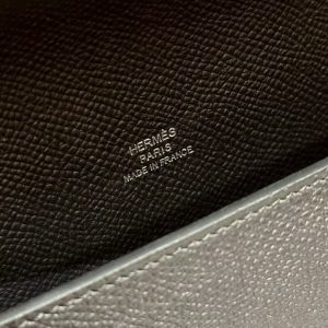 Hermes Hermèsnap Wallet Handmade In Epsom Calfskin Leather Silver Hardware ck89 Noir - Image 8