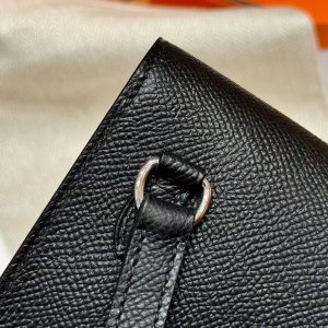 Hermes Hermèsnap Wallet Handmade In Epsom Calfskin Leather Silver Hardware ck89 Noir - Image 3