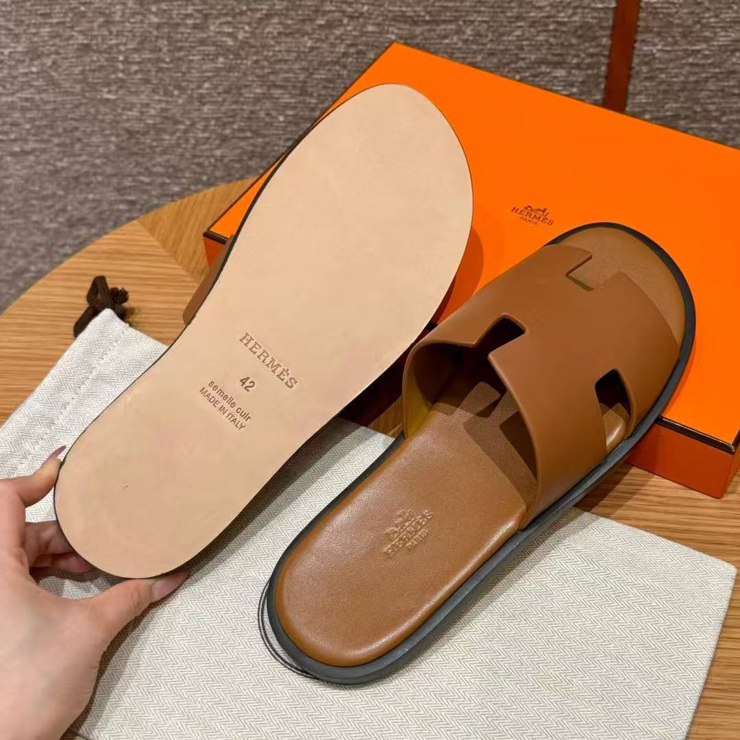 Hermes Izmir Sandal Men Calfskin Gold H041141ZH03395 - Image 9