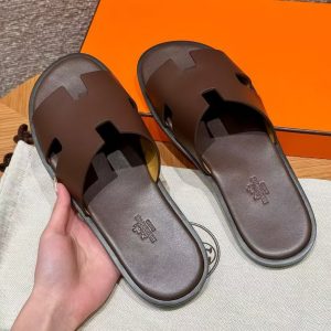 Hermes Izmir Sandal Men Calfskin Moka H041141ZH05390 - Image 13