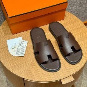 Hermes Izmir Sandal Men Calfskin Moka H041141ZH05390 - Image 4