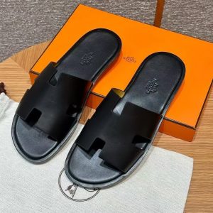 Hermes Izmir Sandal Men Calfskin Noir H041141ZH01390