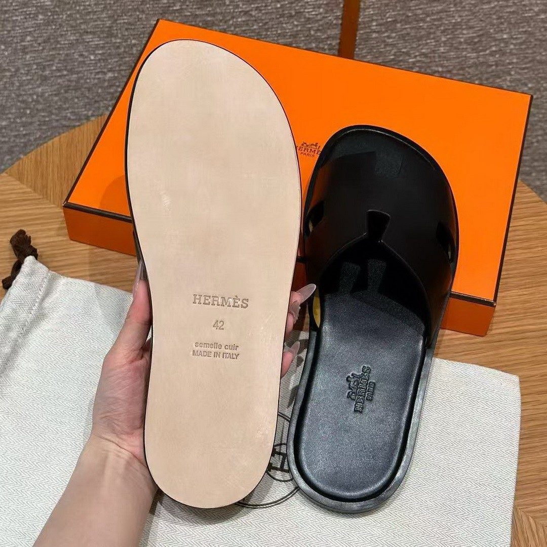 Hermes Izmir Sandal Men Calfskin Noir H041141ZH01390 - Image 6