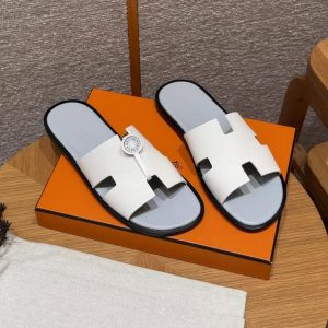 Hermes Izmir Sandal Men Epsom Calfskin Blanc Blue - Image 10