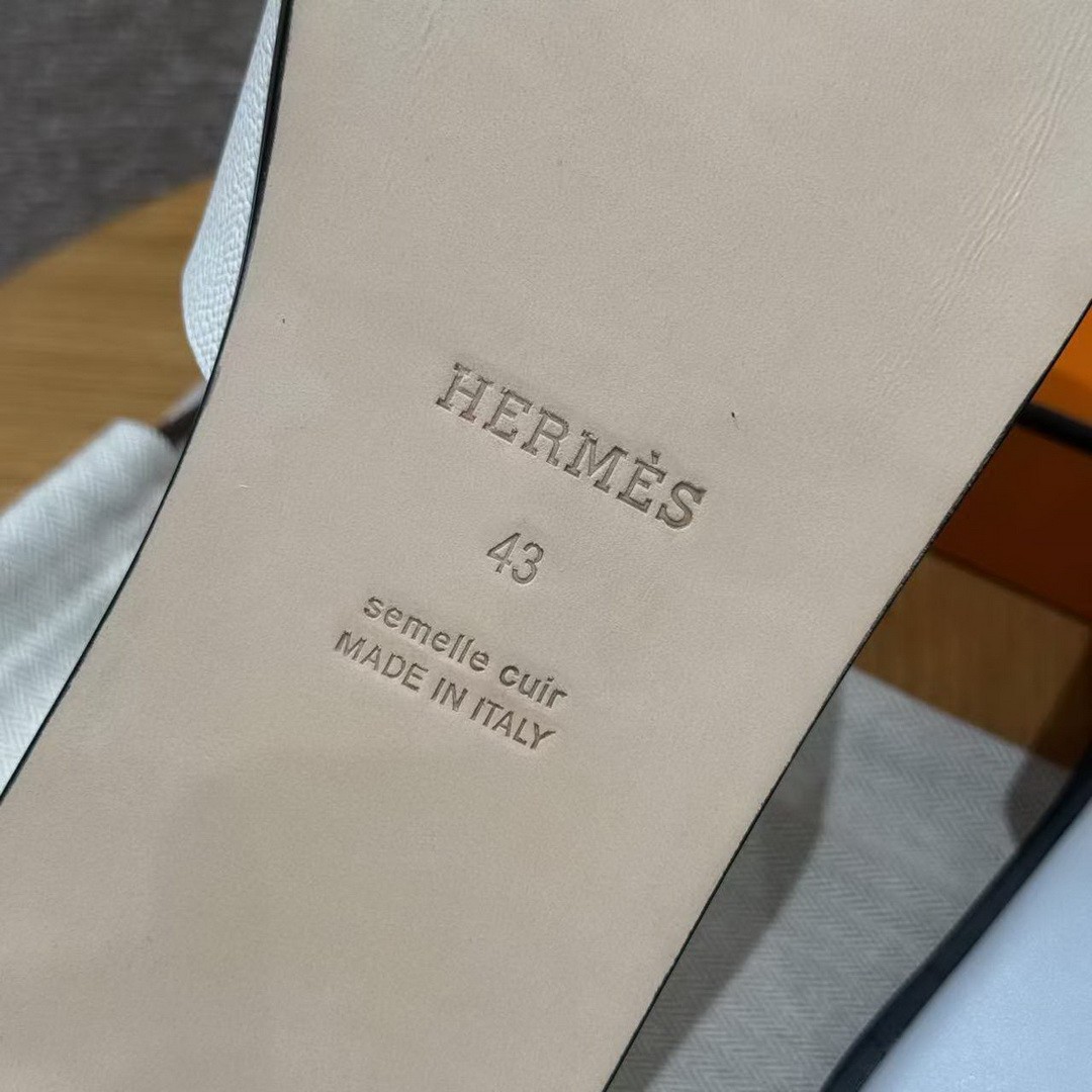 Hermes Izmir Sandal Men Epsom Calfskin Blanc Blue - Image 6