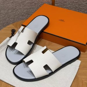 Hermes Izmir Sandal Men Epsom Calfskin Blanc Blue - Image 3