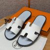 Hermes Izmir Sandal Men Epsom Calfskin Blanc Blue