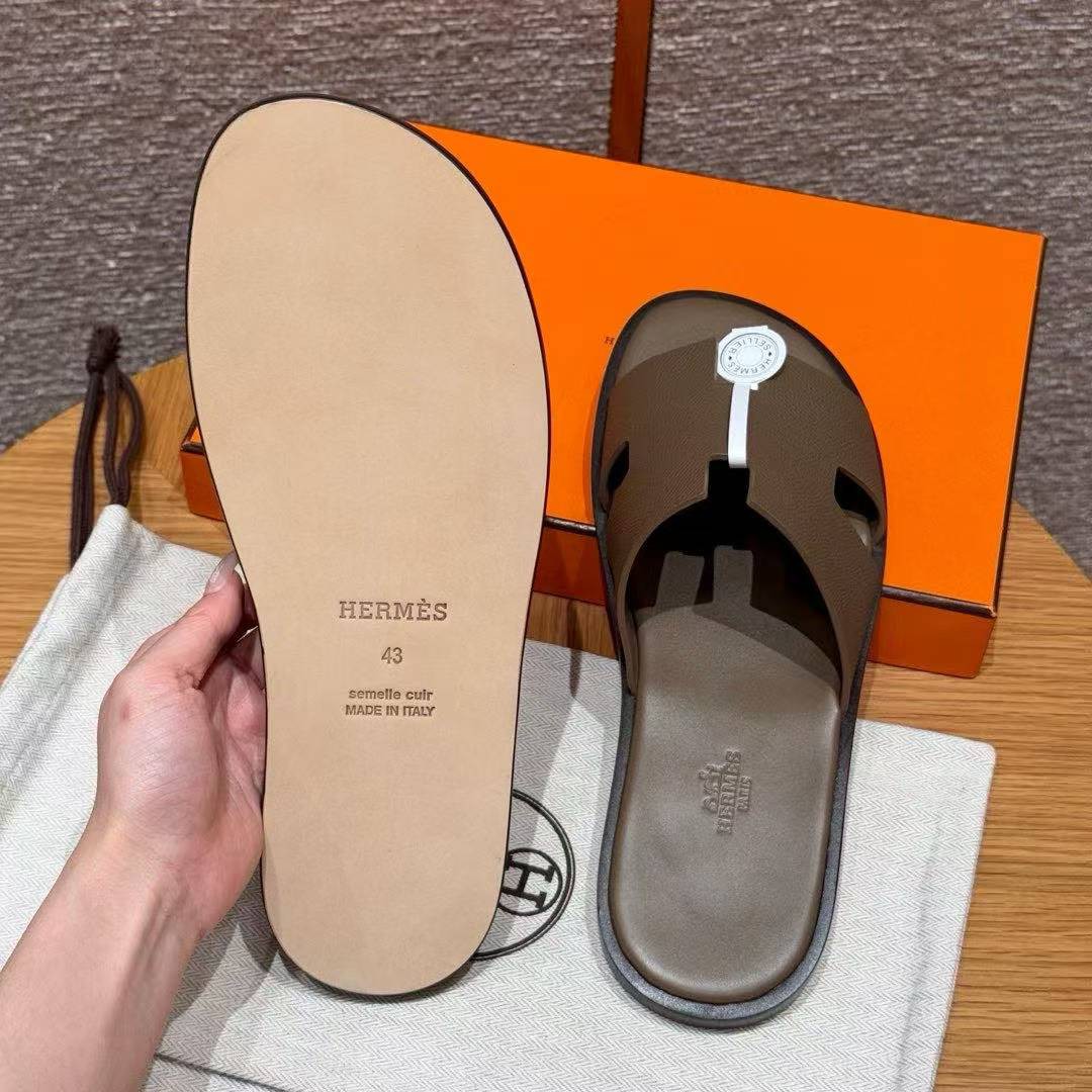 Hermes Izmir Sandal Men Epsom Calfskin Etoupe H221824ZHX4390 - Image 7